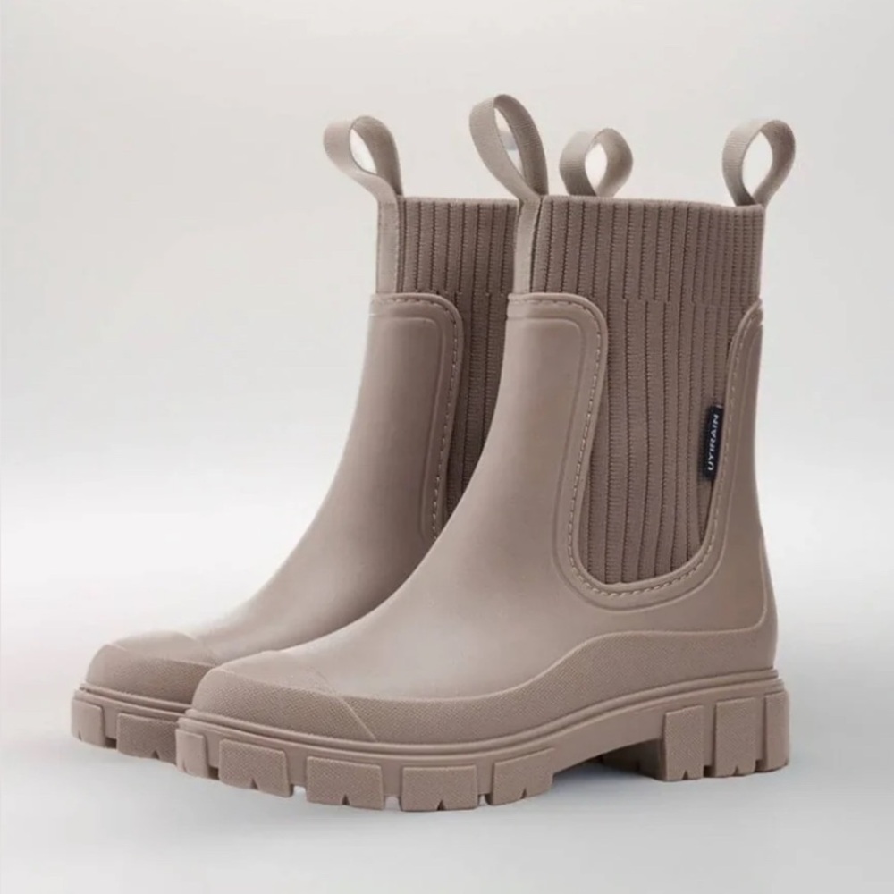 Women's Taupe Winter Rain Boots